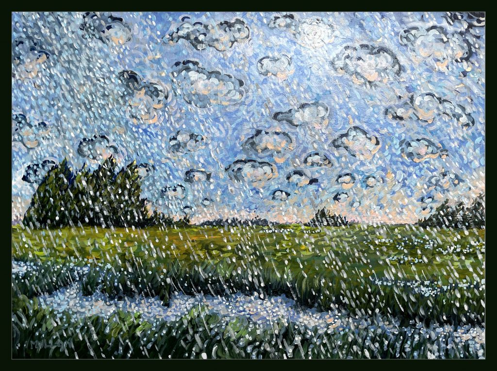 Sun Shower and the Sung Dog - Acrylic Painting by Mary Lou Mullan