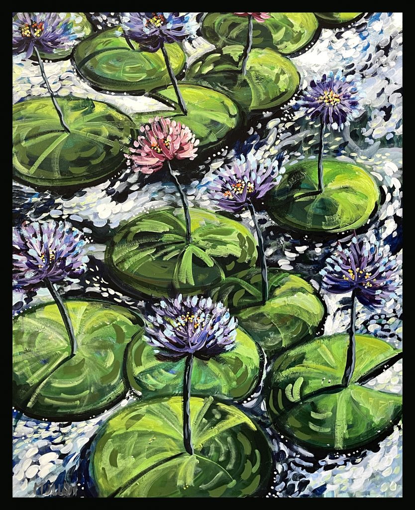 Water Lilies at McKee Gardens - Acrylic Painting - Mary Lou Mullan